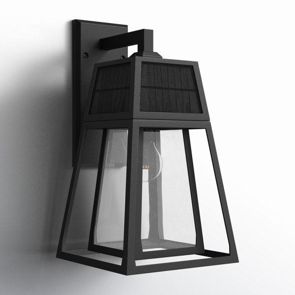 Sanders Black Modern Upscale Outdoor Solar Wall Sconce Lantern with ...